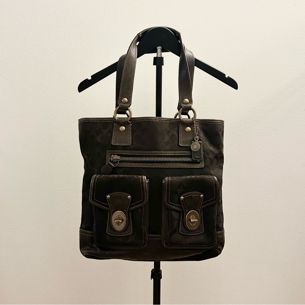 Vintage Y2K Coach Legacy Gigi Monogram Turnlock Chocolate Brown Shoulder Bag